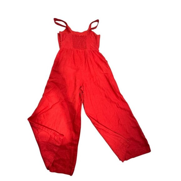 Cynthia Rowley Red 100% Linen Sleeveless Cropped Leg Jumpsuit Women's Size 4 - Picture 5 of 7
